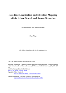 Real-time Localization and Elevation Mapping within Urban Search and Rescue Scenarios