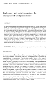 Technology and social interaction: the emergence of ‘workplace studies’