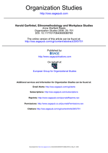 Organization Studies   Harold Garfinkel, Ethnomethodology and Workplace Studies