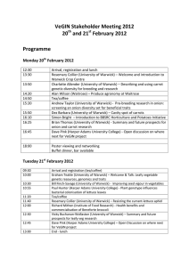 VeGIN Stakeholder Meeting 2012 20 and 21 February 2012