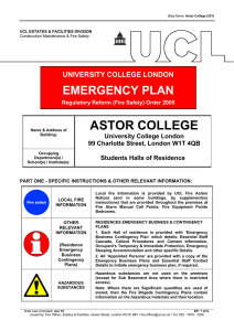 ASTOR COLLEGE EMERGENCY PLAN UNIVERSITY COLLEGE LONDON University College London