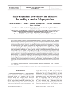 Scale-dependent detection of the effects of harvesting a marine fish population