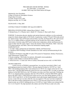 PRELIMINARY CRUISE REPORT,  W0304A R/V WECOMA, 1-6 April 2003