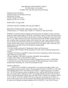 PRELIMINARY CRUISE REPORT,  W0207A R/V WECOMA, 9-15 July 2002