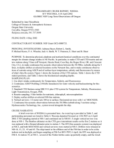 PRELIMINARY CRUISE REPORT,  W0204A R/V WECOMA, 4-10 April 2002