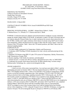 PRELIMINARY CRUISE REPORT,  W0202A R/V WECOMA, 19-20 February 2002