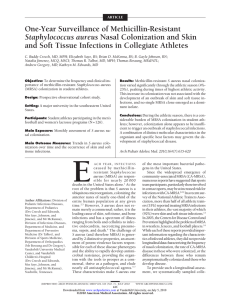 One-Year Surveillance of Methicillin-Resistant and Soft Tissue Infections in Collegiate Athletes