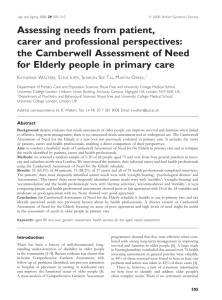 Assessing needs from patient, carer and professional perspectives: