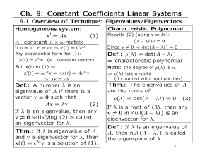 Ch. 9: Constant Coefficients Linear Systems