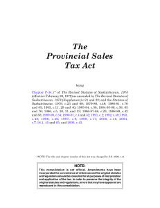 The Provincial Sales Tax Act