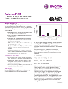 Protectosil CIT CORROSION INHIBITOR TREATMENT Product Data and Test Information