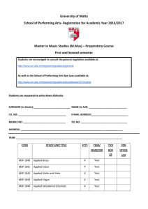 University of Malta  Master in Music Studies (M.Mus) – Preparatory Course