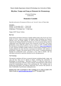 Rhythm, Tempo and Song as Elements for Dramaturgy Domenico Castaldo