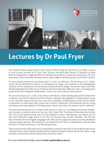 Lectures by Dr Paul Fryer