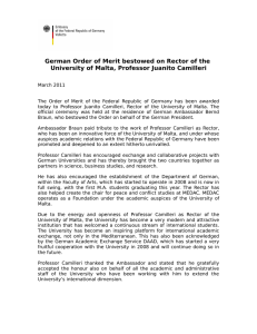 German Order of Merit bestowed on Rector of the