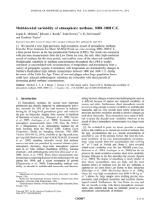 –1800 C.E. Multidecadal variability of atmospheric methane, 1000