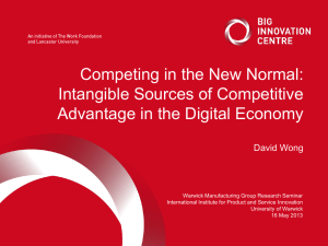 Competing in the New Normal: Intangible Sources of Competitive David Wong