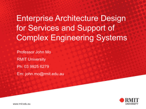 Enterprise Architecture Design for Services and Support of Complex Engineering Systems