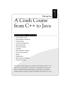 1 A Crash Course from C++ to Java