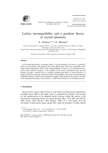 Lattice incompatibility and a gradient theory of crystal plasticity A. Acharya