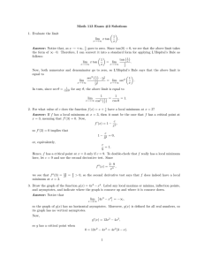 Math 113 Exam #3 Solutions 1. Evaluate the limit 1