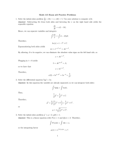 Math 115 Exam #3 Practice Problems 1. Solve the initial-value problem