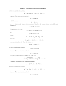 Math 115 Exam #4 Practice Problem Solutions y + 8y