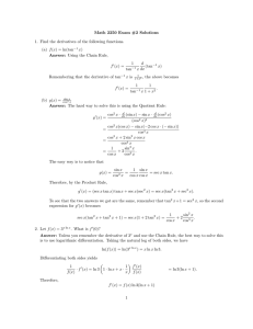 Math 2250 Exam #2 Solutions (a) f (x) = ln(tan x)