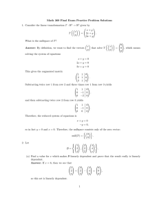 Math 369 Final Exam Practice Problem Solutions → R given by