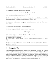 Mathematics 400c Homework (due Jan. 28) 1) 2)