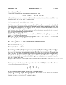 Mathematics 400c Homework (due Feb. 11) 13) A. Hulpke