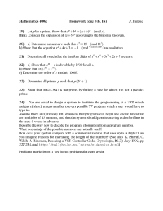 Mathematics 400c Homework (due Feb. 18) 19) Hint: