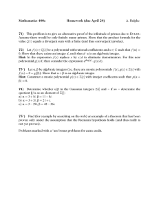 Mathematics 400c Homework (due April 28) 71) A. Hulpke