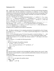 Mathematics 676-3 Homework (due Feb 24) 15) A. Hulpke