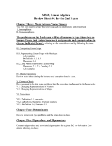 M369, Linear Algebra Review Sheet #4, for the 2nd Exam