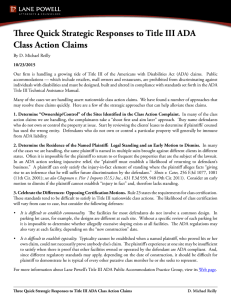 Three Quick Strategic Responses to Title III ADA Class Action Claims