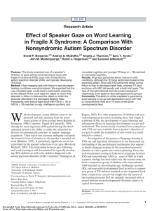 Effect of Speaker Gaze on Word Learning Nonsyndromic Autism Spectrum Disorder