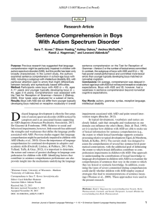 Sentence Comprehension in Boys With Autism Spectrum Disorder Research Article AJSLP