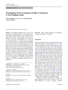 Investigating Word Learning in Fragile X Syndrome: A Fast-Mapping Study