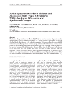 Autism Spectrum Disorder in Children and Adolescents With Fragile X Syndrome: