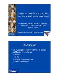 Disclosures Autism is uncommon in 22q: the