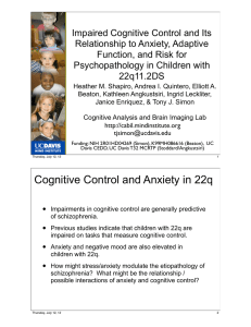 Impaired Cognitive Control and Its Relationship to Anxiety, Adaptive