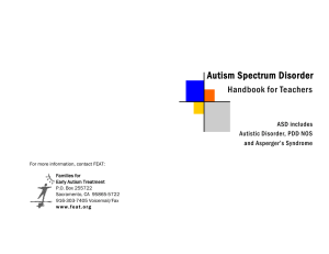 Autism Spectrum Disorder Handbook for Teachers ASD includes Autistic Disorder, PDD NOS