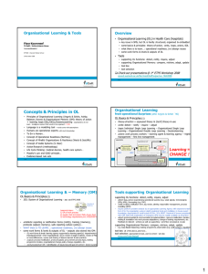 Organisational  Learning &amp; Tools Overview