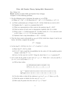 Pries: 405 Number Theory, Spring 2012. Homework 9. Due: Friday 5/4.