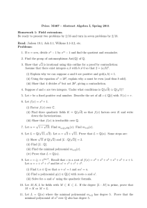 Pries: M467 - Abstract Algebra I, Spring 2011