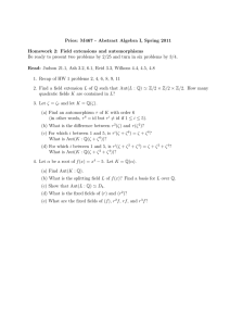 Pries: M467 - Abstract Algebra I, Spring 2011