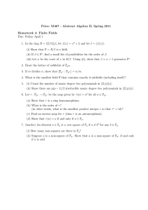 Pries: M467 - Abstract Algebra II, Spring 2011