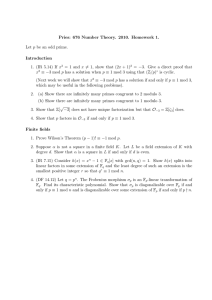 Pries: 676 Number Theory. 2010. Homework 1. Introduction