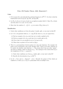 Pries: 676 Number Theory. 2010. Homework 7. Units √